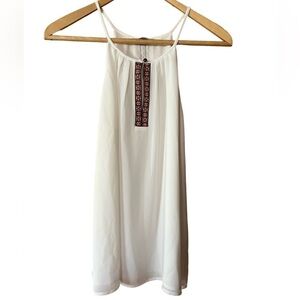 Naked Zebra Woman’s Medium Boho White Embroidered Sleeveless Halter Tank Shell